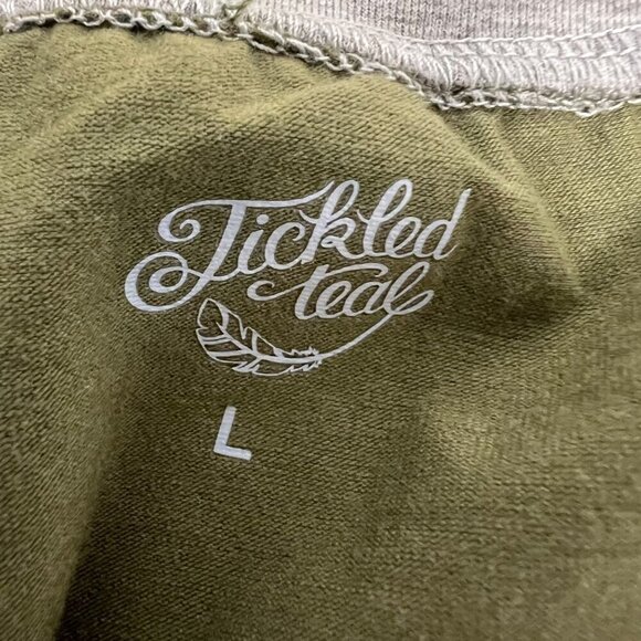 Tickled Teal Women’s Long Sleeve Tunic Top Green/Multi Size Large Elbow Patches - Picture 7 of 7